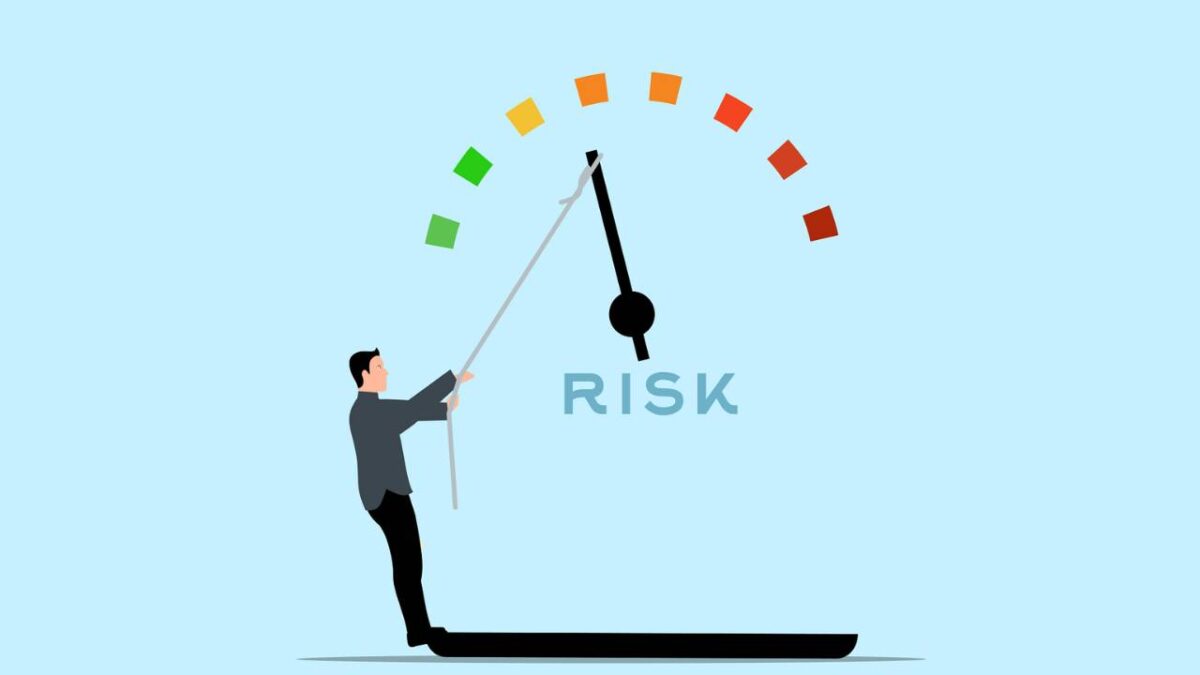 An abstract image depicting a man measuring the performance of a risk management strategy
